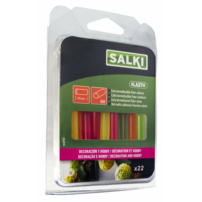 Barras de cola termofusible Salki 430106 Multicolor Decoración Flúor Ø 8 x 95 mm 105 g (22 Unidades) 2