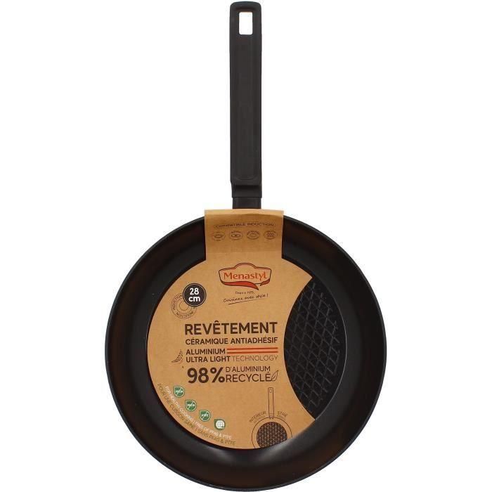 Sartén - MENASTYL - 6020638 - Aluminio forjado - 28 cm - Negro - Apto para todo tipo de fuegos, incluida inducción 1 Sartén - MENASTYL - 6020638 - Aluminio forjado - 28 cm - Negro - Apto para todo tipo de fuegos, incluida inducción 1