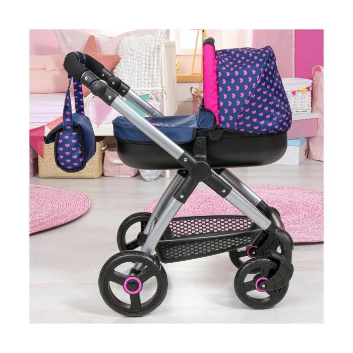 Coche muñecas stule pram azul marino 86x79x42 cm 1