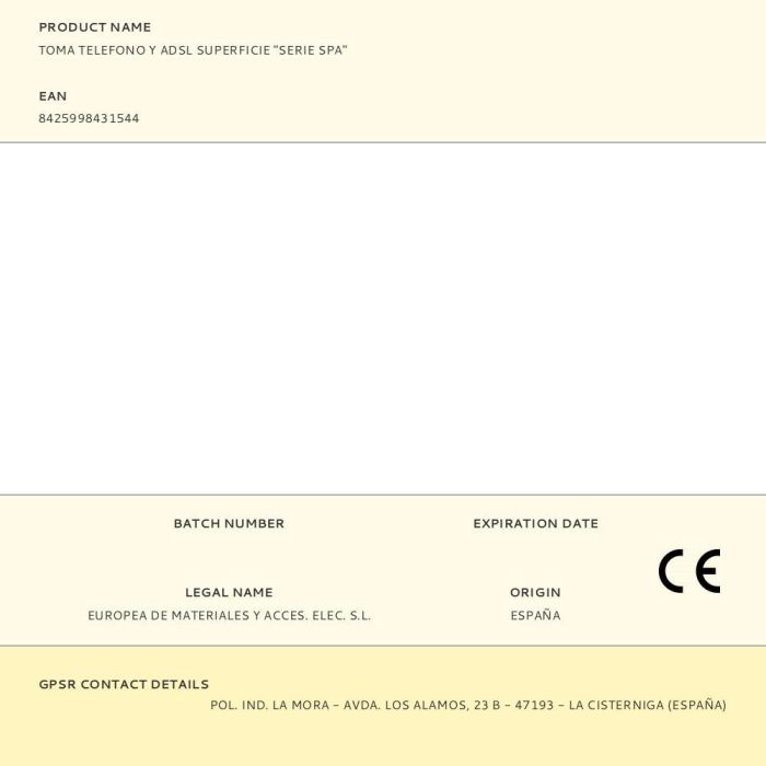 Edm Spa Toma teléfono y ADSL superficie blanco polipropileno 80x35x80mm 1 Edm Spa Toma teléfono y ADSL superficie blanco polipropileno 80x35x80mm 1
