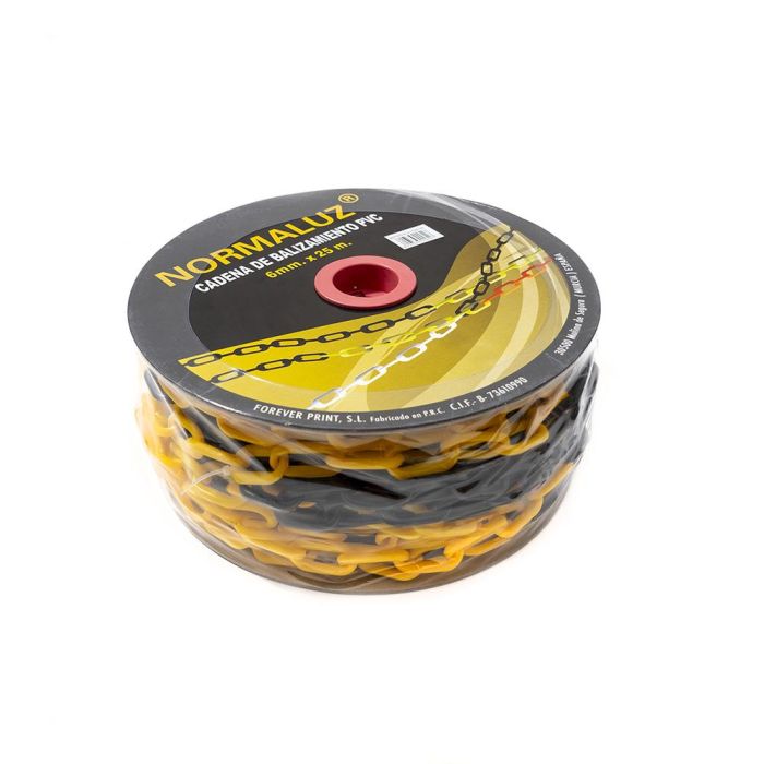 Normaluz Cadena plástica amarilla y negra, 6mm x 25m para delimitar y señalizar 2 Normaluz Cadena plástica amarilla y negra, 6mm x 25m para delimitar y señalizar 2