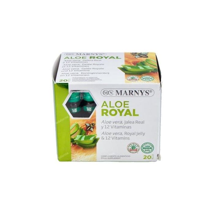 MARNYS Aloe Royal con Jalea Real, Aloe Vera, FOS y 12 Vitaminas - Aporta Energía y Vitalidad - 20 Viales