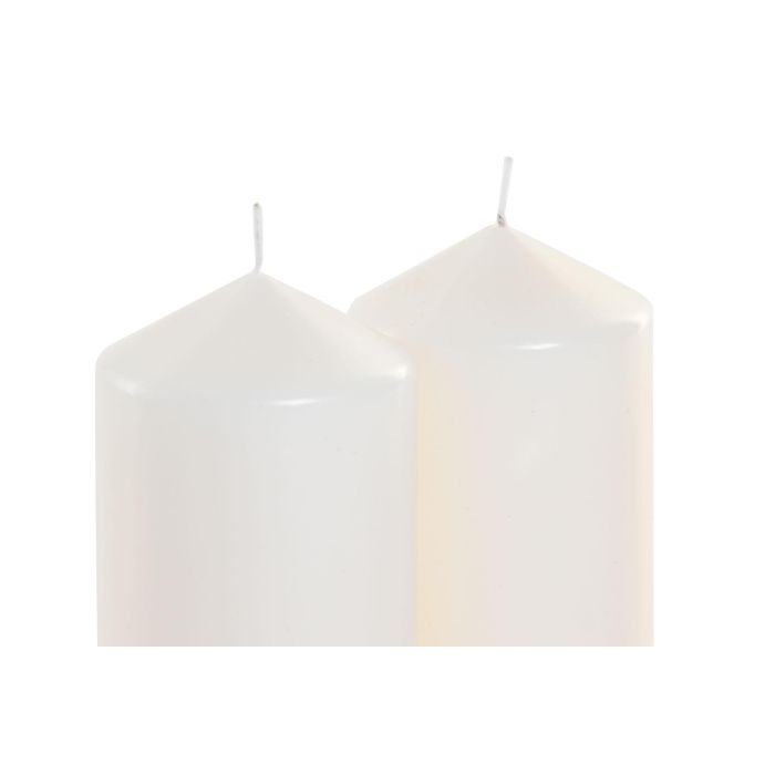 DKD Home Decor Vela Basicos Blanca, Set de 2 Velas Decorativas de Cera Pura de 520g y 1kg de Peso Neto, para Salón Hogar, 7x15x14 cm 2