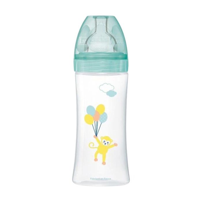 Dodie Sensation + Biberón 330ml con Tetina Plana Flujo Rápido, Sistema Anticólicos Doble Válvula, Aceptado por 95% Bebés