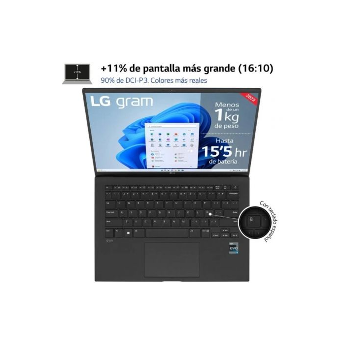 Portátil LG Gram 14Z90R-Q.AP75B Intel Core i7-1370P/ 32GB/ 512GB SSD/ 14"/ Win11 Pro 1