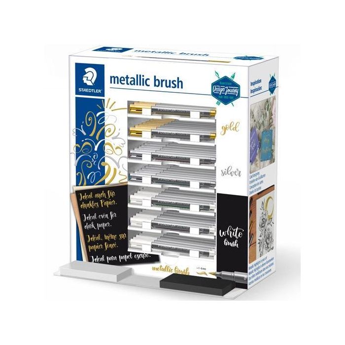 Staedtler Rotuladores Metálicos Punta Pincel 1-6 mm, 140 Ud - Ideal para Scrapbooking y Decoración