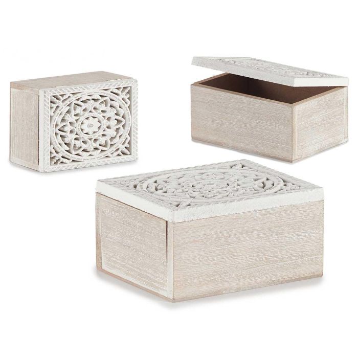 Caja Calada Madera Rectangular Blanco Giftdecor 16X8CM (12 Unidades) Caja Calada Madera Rectangular Blanco Giftdecor 16X8CM (12 Unidades)