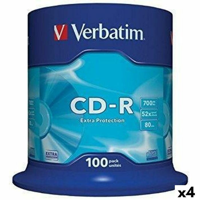 CD-R Verbatim Extra Protection 700 MB 52x 100 Piezas (4 Unidades)