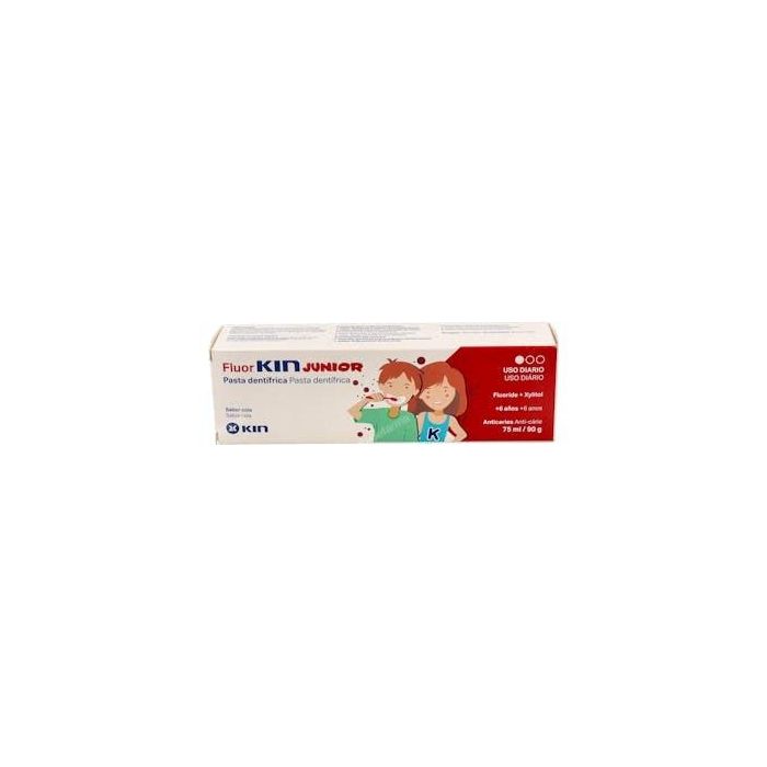 Kin FLUORKIN JUNIOR Pasta Dentífrica Sabor Cola Niños 6-12 Años, Anticaries, Remineraliza Esmalte, 1450 ppm F-, Sin Gluten, 75 ml