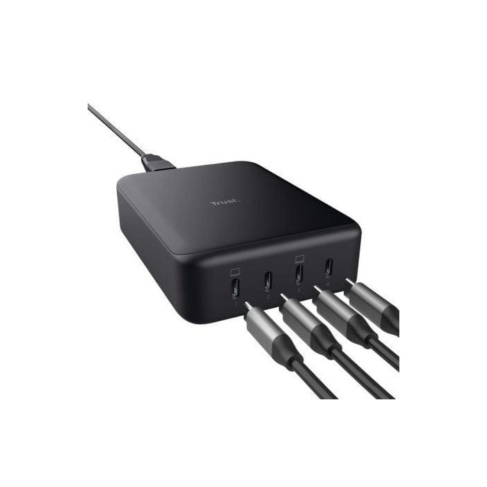 Trust 25413 Cargador Sobremesa GaN Maxo Compacto 240W, 4xUSB-C, Carga Rápida para Portátiles, Tablets y Móviles 1