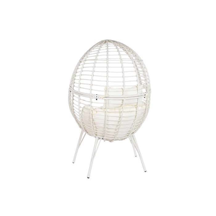 DKD Home Decor Sillón Terraza Jardín Blanco Ratán Sintético Acero con Cojines, Desmontable, 90x65x151 cm, Altura Asiento 47cm 4