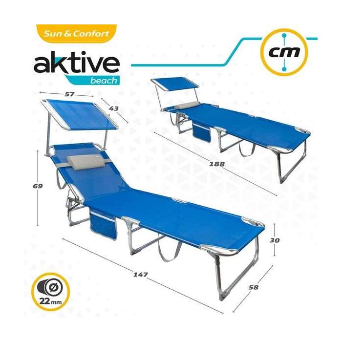 Tumbona plegable aluminio con parasol, almohada y bolsillo modelo gomera 188x58x30/69cm 6 Tumbona plegable aluminio con parasol, almohada y bolsillo modelo gomera 188x58x30/69cm 6