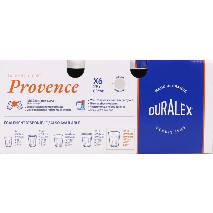 Duralex Set de 6 Vasos Transparentes Provence 25 cl (12 Cajas) 4