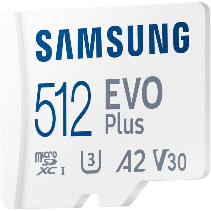 Samsung Tarjeta microSDXC EVO Plus 2023 512GB con Adaptador SD Clase 10 U3 V30 A2 Lectura 160MBs MB-MC512SA/EU 1 Samsung Tarjeta microSDXC EVO Plus 2023 512GB con Adaptador SD Clase 10 U3 V30 A2 Lectura 160MBs MB-MC512SA/EU 1