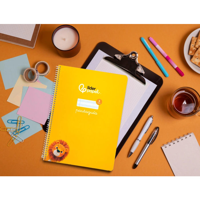 Liderpapel Cuaderno espiral A4 tapa blanda 80 hojas cuadro pautado 3mm color amarillo 7