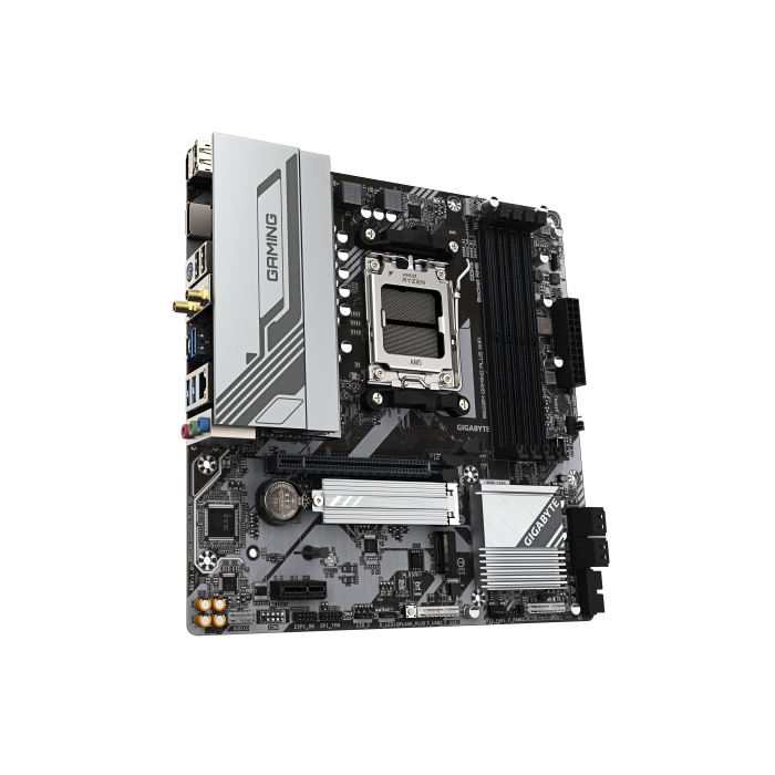 GIGABYTE B650M GAMING PLUS WIFI Placa base - Procesadores AMD Ryzen 9000, VRM de 5+2+2 fases, hasta 8000 MHz DDR5, 2xPCIe 4.0 M.2, LAN 2.5GbE, WIFI 6E, USB 3.2 Gen 1 2 GIGABYTE B650M GAMING PLUS WIFI Placa base - Procesadores AMD Ryzen 9000, VRM de 5+2+2 fases, hasta 8000 MHz DDR5, 2xPCIe 4.0 M.2, LAN 2.5GbE, WIFI 6E, USB 3.2 Gen 1 2