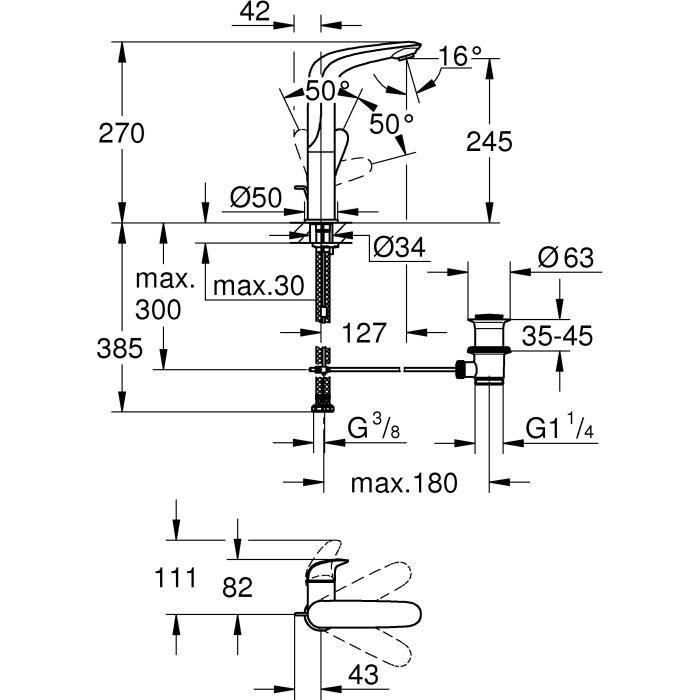 GROHE - Mezclador monomando de lavabo - Tamaño L 3