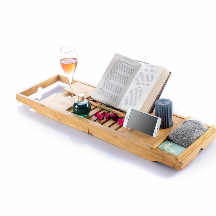 Bandeja para Bañera de Bambú Extensible Trayth InnovaGoods 4 Bandeja para Bañera de Bambú Extensible Trayth InnovaGoods 4