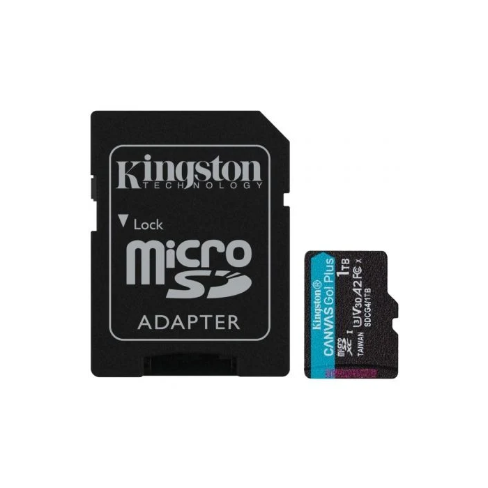 Kingston Tarjeta microSDXC Canvas Go Plus 1TB, 200 MB/s, A2 U3 V30, SDCG4/1TB, con adaptador SD
