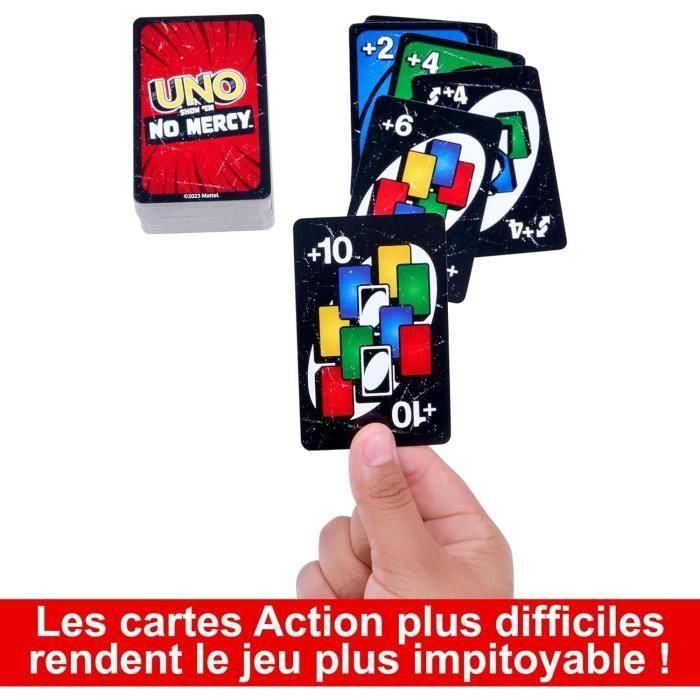 Mattel Juego de Cartas Uno No Mercy. La edición más despiadada con reglas y cartas especiales, ideal para mayores de 5 años. Español/Portugués. 5 Mattel Juego de Cartas Uno No Mercy. La edición más despiadada con reglas y cartas especiales, ideal para mayores de 5 años. Español/Portugués. 5