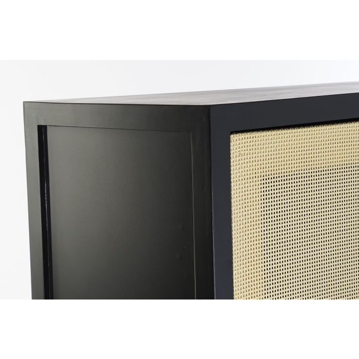 DKD Home Decor Armario Balines Negro Natural Madera Abeto Ratan 160 x 80 x 38 cm 1