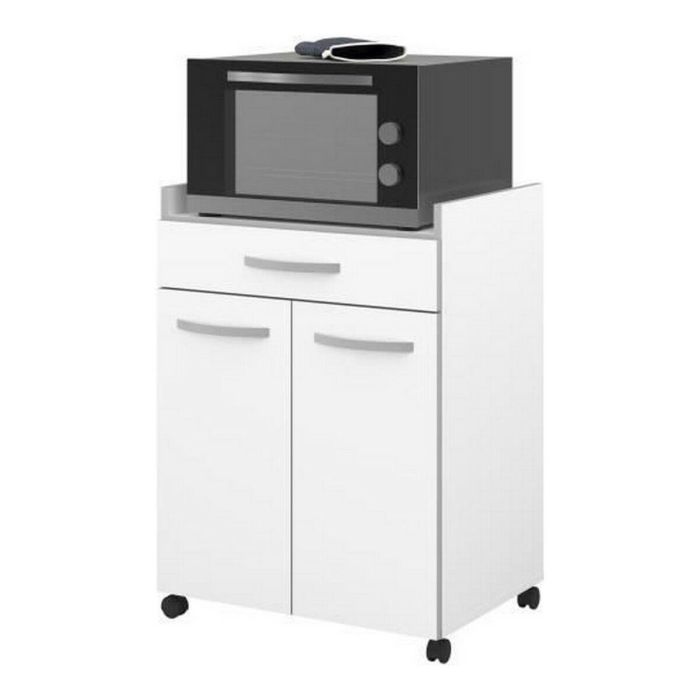 Ekipa Carrito de Cocina HARMONY con Ruedas, Blanco Mate, 2 Puertas, 1 Cajón, Ideal Microondas, L 60 x P 44.5 x H 81.5 cm 2 Ekipa Carrito de Cocina HARMONY con Ruedas, Blanco Mate, 2 Puertas, 1 Cajón, Ideal Microondas, L 60 x P 44.5 x H 81.5 cm 2