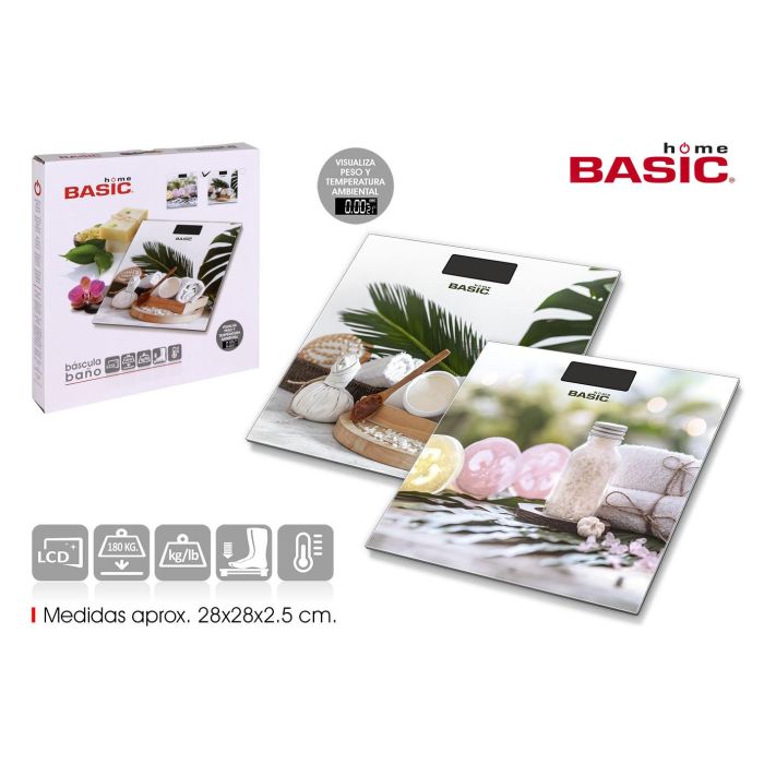 Basic Home Báscula de Baño Digital, Peso Máximo 180 kg, Medidas 28 x 28 x 2.8 cm (6 Unidades) Basic Home Báscula de Baño Digital, Peso Máximo 180 kg, Medidas 28 x 28 x 2.8 cm (6 Unidades)
