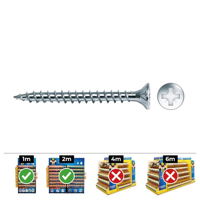 Celo Tornillo madera avellanado pozi DIN Ø4,5x70mm zincado+lubricado, Ref. Vlox, Caja 100 unid. 0 Celo Tornillo madera avellanado pozi DIN Ø4,5x70mm zincado+lubricado, Ref. Vlox, Caja 100 unid. 0