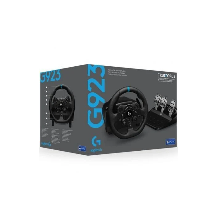 Logitech G923 Volante y Pedales de Carreras con Force Feedback TRUEFORCE para Xbox Series X|S, Xbox One, PS5, PS4 y PC - Volante de Simulación con Pedales de Freno Progresivo