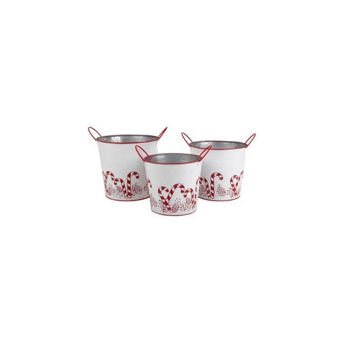 DKD Home Decor Cajas Decoración Navidad Tradicional Metal Blanco Rojo 26x26x22.5 cm - Pack de 2 Sets de 3 Piezas