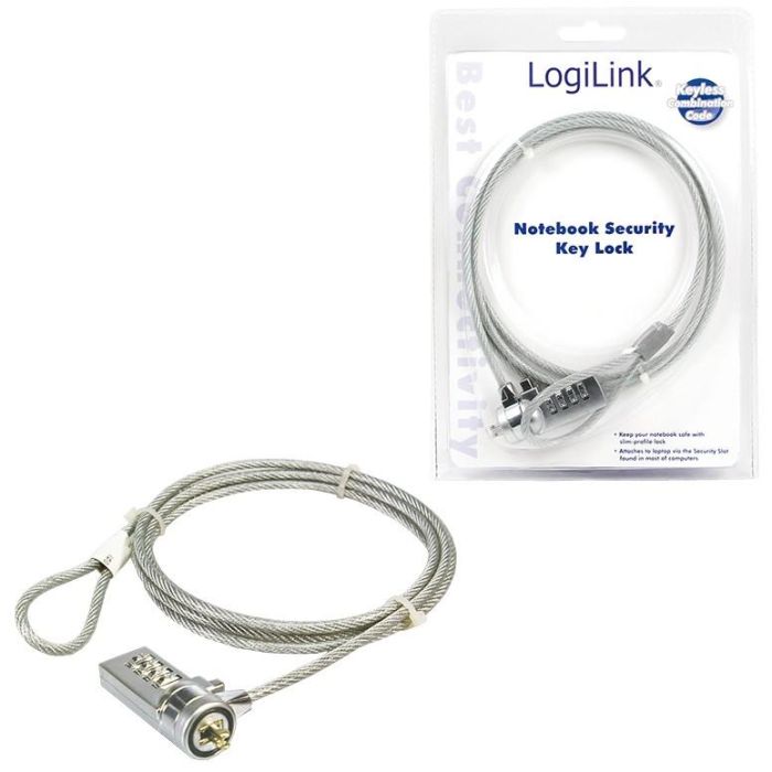 Logilink Cable antirrobo para portátil con combinación de 4 cifras, 1.50 metros, acero 0 Logilink Cable antirrobo para portátil con combinación de 4 cifras, 1.50 metros, acero 0