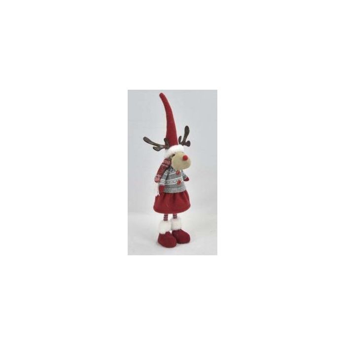 DKD Home Decor Figura de Navidad Tradicional Reno Rojo 52 x 13 x 11 cm (Alto x Ancho x Fondo) Poliéster