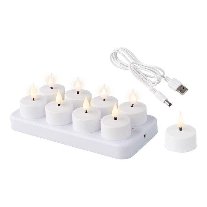 Null Vela led recargable 486715, efecto llama 3d, color blanco, autonomía 30h