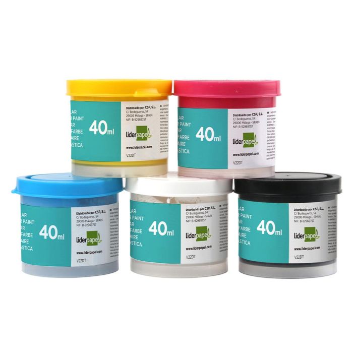 Tempera Liderpapel Escolar 40 mL Caja 5 Colores Surtidos + Pincel 2