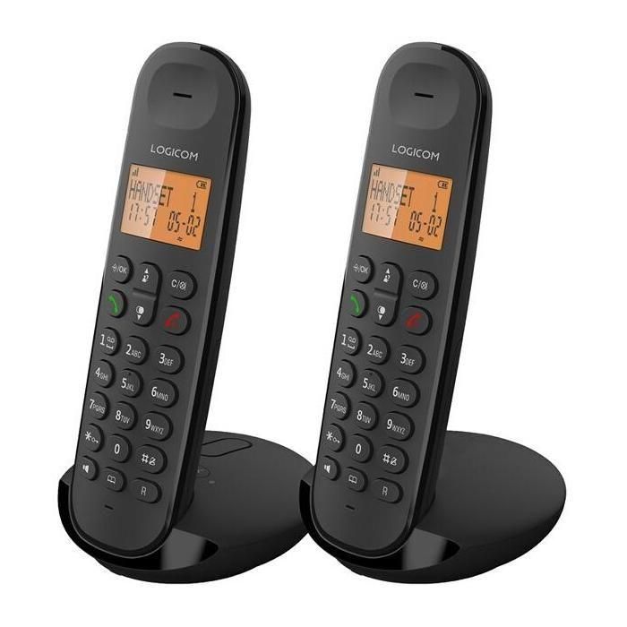 Logicom LOG1695682803788 DECT ILOA 255T DUO Teléfono Fijo Inalámbrico Negro con Contestador Automático