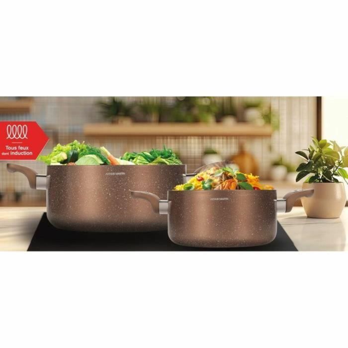 Arthur Martin AM9820 Juego de ollas de aluminio con tapas de vidrio de 20 y 24 cm, apto para inducción y todas las fuentes de calor 5