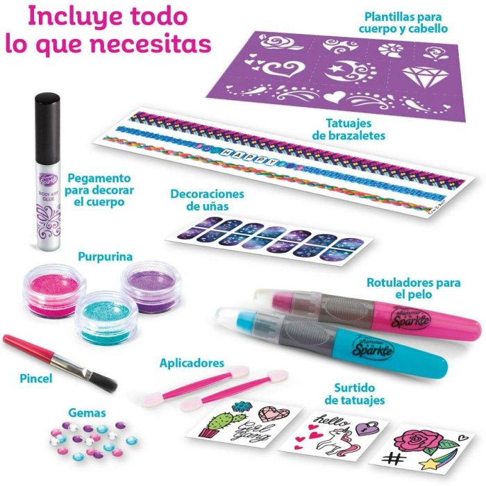 Set de Belleza Cra-Z-Art 2 x 13 x 2 cm Infantil Uñas Pelo Cuerpo Purpurina 4 Unidades 1