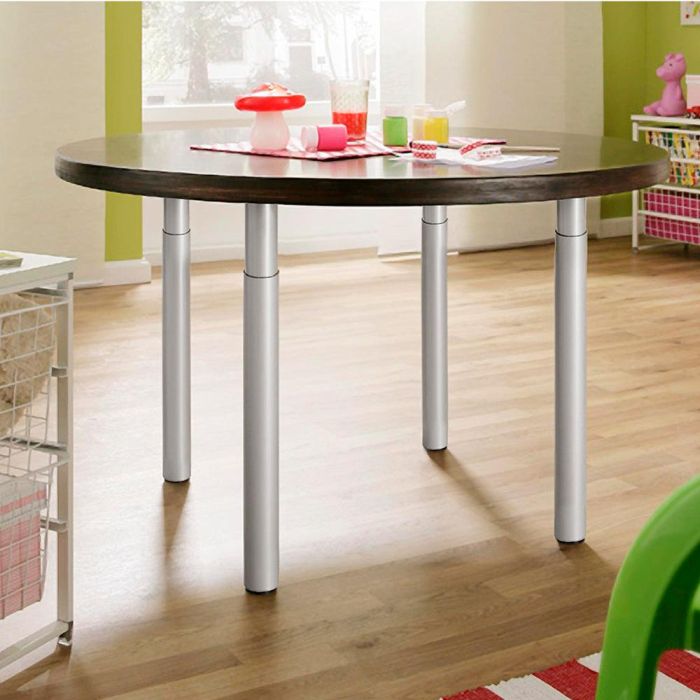 Rei Pata Extensible Cilíndrica Mod.406e Acero Acabado Aluminio Altura 71/110cm Para Mesas y Encimeras 1