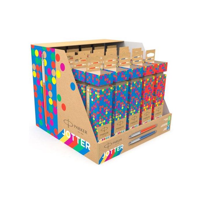 Boligrafo Parker Jotter Original Cracker Expositor De 25 (12X Bermellon Y 13X Azul)