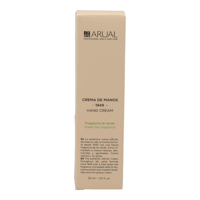 Arual Crema de Manos Fragancia Té Verde 30ml - Alivio Inmediato para Manos Resecas, Desnutridas y Agrietadas