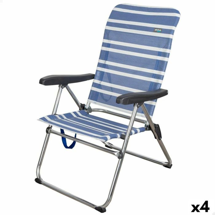 Silla de Playa Aktive Mykonos Azul 47 x 93 x 63 cm (4 Unidades) Silla de Playa Aktive Mykonos Azul 47 x 93 x 63 cm (4 Unidades)
