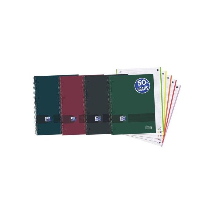 Bloc Oxford School Eu.Book 5 Oxford&You Micro.Tapa Extra A4+ 120H Cuadric.5X5 90G Surtido Neutros (4 Col.) 5 unidades