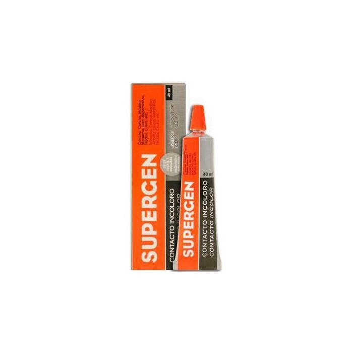 Supergen Pegamento De Contacto Resistente Incoloro Tubo 40 mL En Mancheta Supergen Pegamento De Contacto Resistente Incoloro Tubo 40 mL En Mancheta