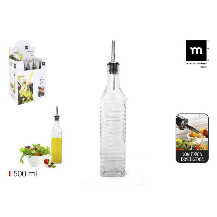 Aceitera de vidrio 500 ml con tapa de metal - Anna (12 Unidades) Aceitera de vidrio 500 ml con tapa de metal - Anna (12 Unidades)