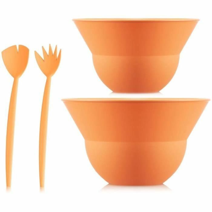 Bodum GOB0699965464592 - Juego de 2 Cuencos de 3 L y 4,9 L con Cubiertos para Ensalada - Color Bellini Naranja Topee