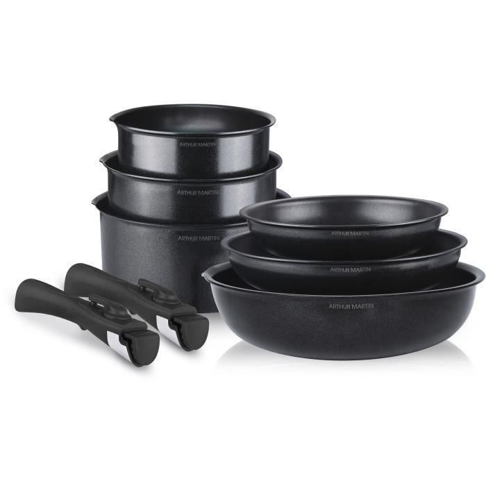 Arthur Martin AM925B Batería de Cocina 8 Piezas Inducción, Aluminio, Mango Extraíble, Compatible con Todas las Placas. Arthur Martin AM925B Batería de Cocina 8 Piezas Inducción, Aluminio, Mango Extraíble, Compatible con Todas las Placas.