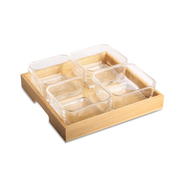 DKD Home Decor Tabla Aperitivo Set de 5 Piezas Cristal y Bambú Natural 21 x 6 x 21 cm 0 DKD Home Decor Tabla Aperitivo Set de 5 Piezas Cristal y Bambú Natural 21 x 6 x 21 cm 0