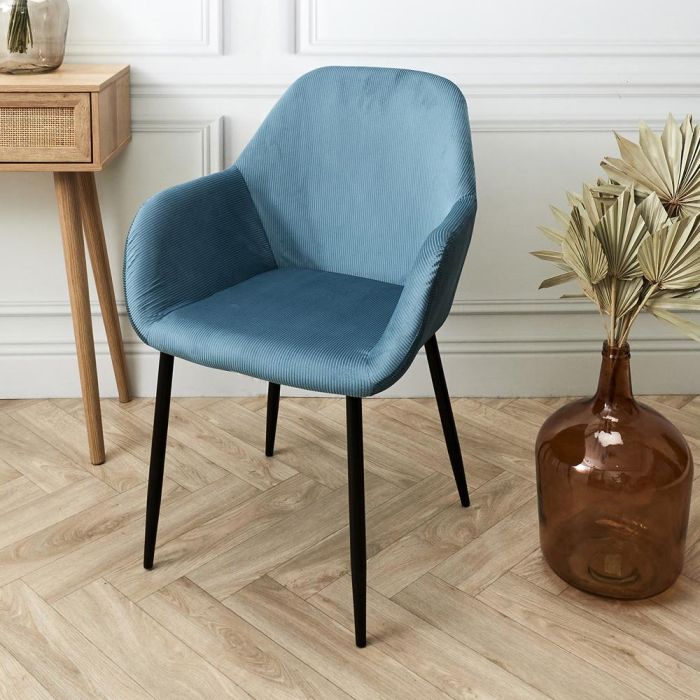 Home Deco Factory Butaca Azul Giulia - Estilo Escandinavo, Tapizado de Terciopelo, Patas de Metal 6