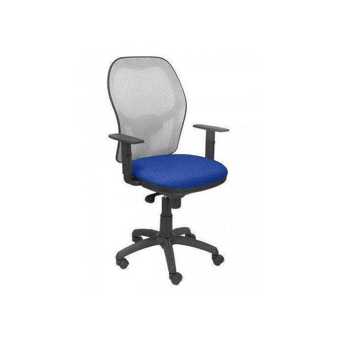 Silla Piqueras Y Crespo Jorquera Brazos Regulables Mecanismo Sincro Con Regulador De Tension Respaldo De Malla Gris Y Asiento Tapizado Bali Azul