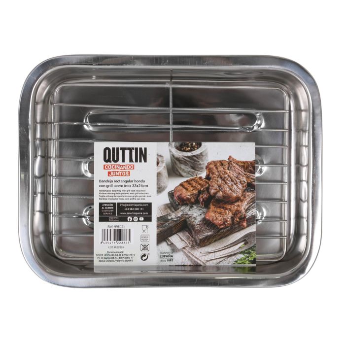 Bandeja rectangular con grill Quttin 33x24 cm (6 Unidades) 3 Bandeja rectangular con grill Quttin 33x24 cm (6 Unidades) 3